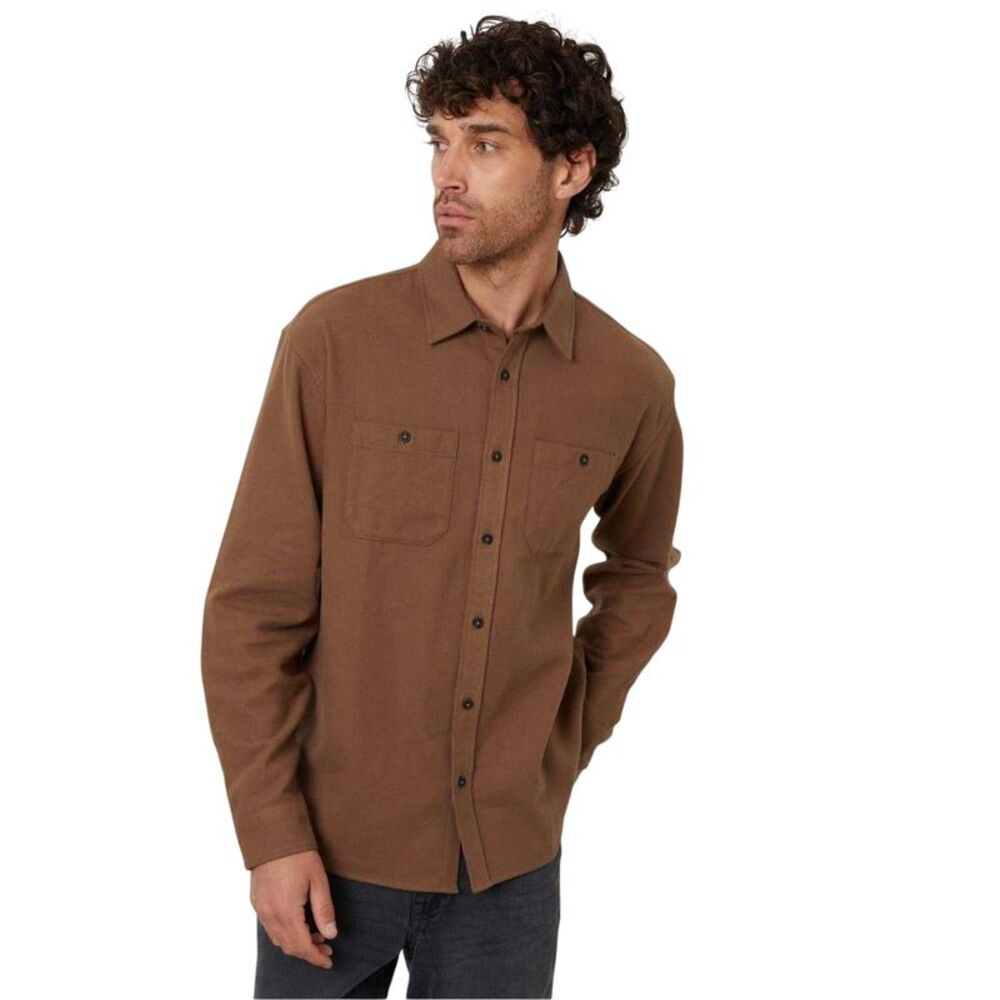 Threadbare Mens Firfield Regular Long-Sleeved Shirt / Brown